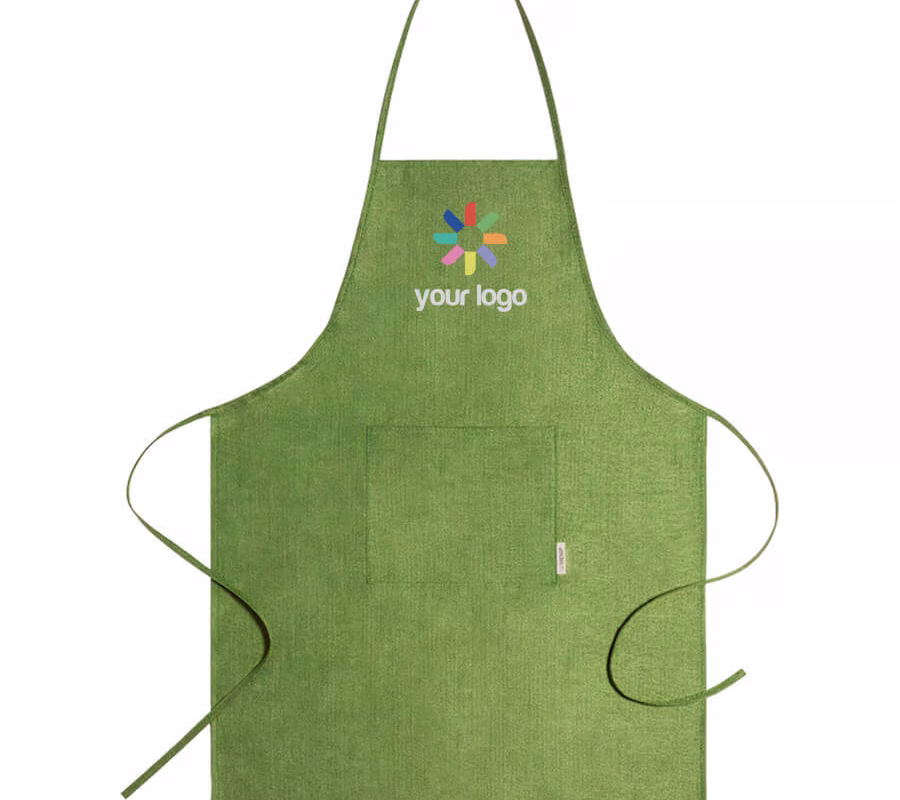 Delantal personalizado verde con logo